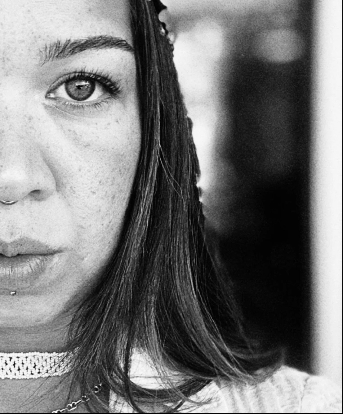 Portrait de Marie Seraphine en noir et blanc
